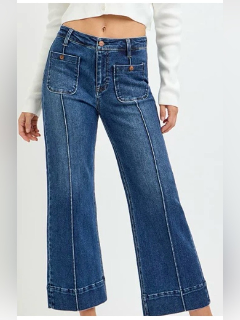 Risen Jeans Dark Blue Jeans with Front Patch Pockets Size 30 New without Tags